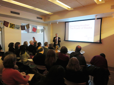 Jan Van Alphen, Director of Exhibitions, Collections & Research and curator of the exhibition, engaged educators in a lively discussion on the transformative nature of masks.