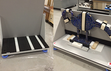 Pallet support makeover with skids and plastic film for necessary shock absorption.