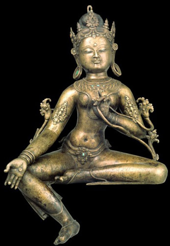 Green Tara, Tibet; 13th century; Brass with inlays of silver; Rubin Museum of Art C2005.16.30 (HAR 65453)