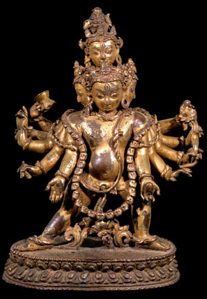 Bhairava, Nepal; 13th or 14th century, Copper alloy with inlays of semiprecious stones, C2003.33.1 (HAR 65256)