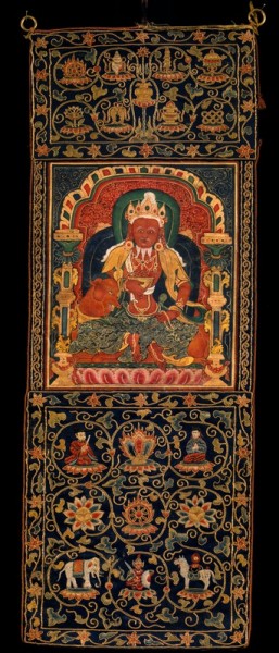 Agni, God of Fire ; China; early to mid-15th century; pigments on cloth with embroidered textile mounts; C004.4.2 HAR(65270)