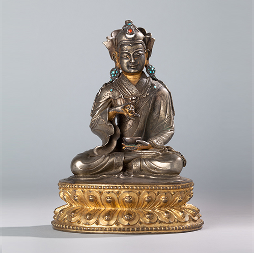 Padmasambhava; Tibet; 15th century; silver and gilt copper alloy with inlays of turquoise and coral; Rubin Museum of Art; C2005.16.36 (HAR 65459)