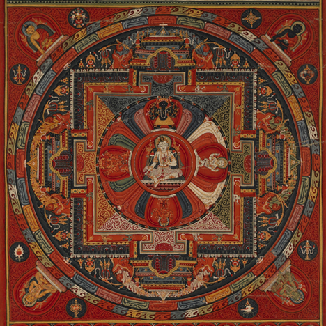 Mandala of Amoghapasha; Northern Nepal or Tsang Province, Central Tibet; 15th century; pigments on cloth; Rubin Museum of Art; C2004.15.1 (HAR 65345)