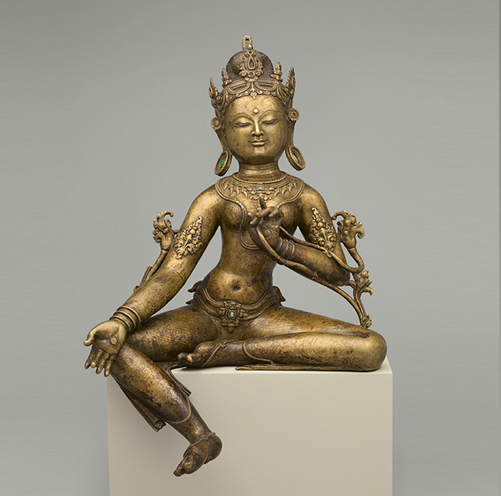 Green Tara; Tibet; 13th century; brass with inlays of silver; Rubin Museum of Art; C2005.16.30 (HAR 65453)